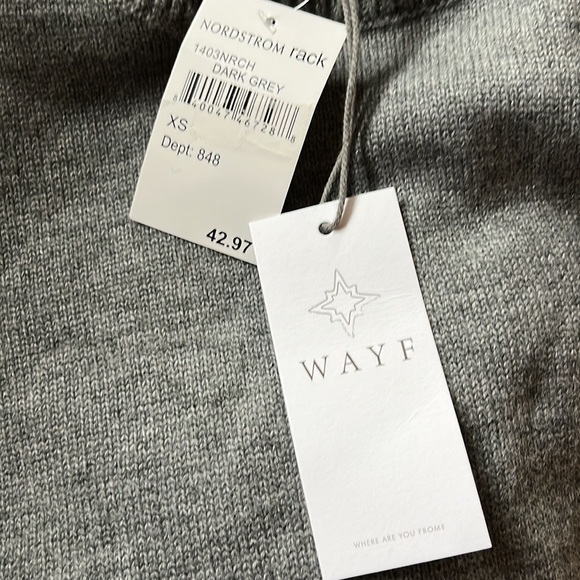 WAYF dark grey seater dress. Sz XS. Romantic sleeves Nordstrom Rack. NWT. - Picture 4 of 4